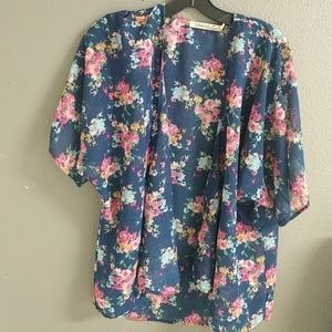 Navy and floral kimono cardigan